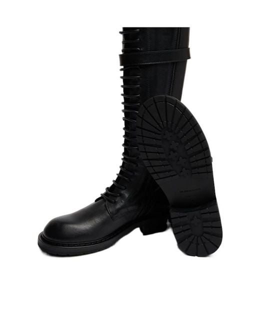 Ann Demeulemeester Black Knee-High Boots With Buckle