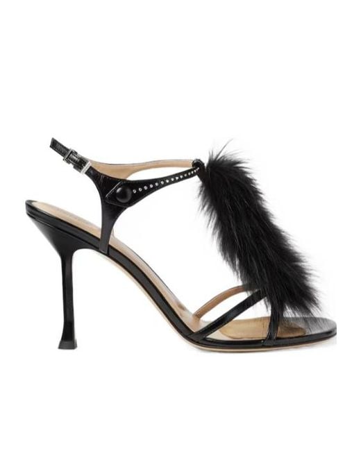 Fendi Black Noir Leather Sandals