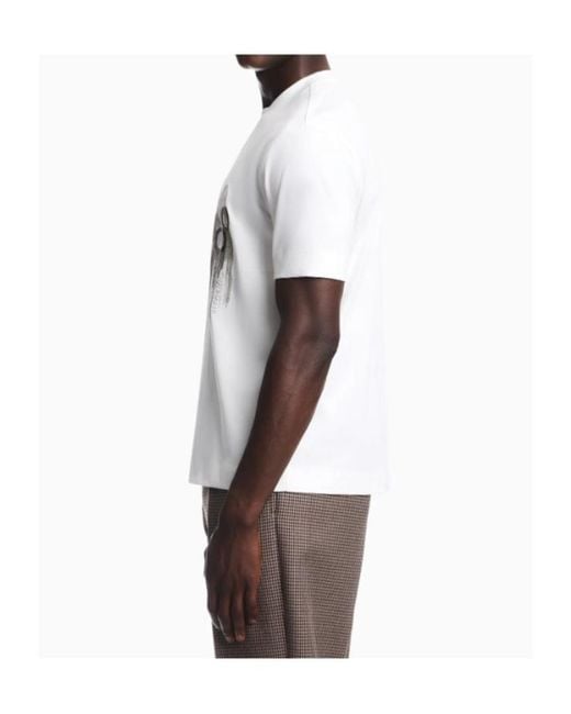 Emporio Armani White Short-Sleeved Logo T-Shirt With A Round Neck for men