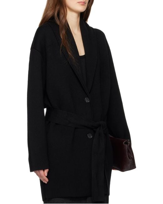 Totême  Black Totême Single-Breasted Belted Coat