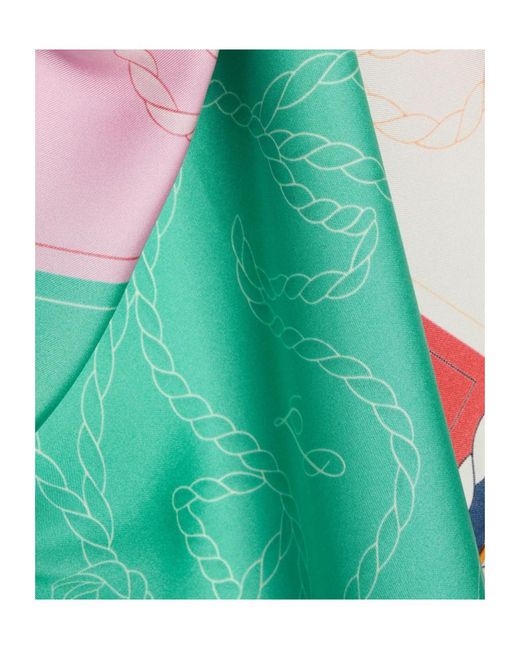 Jacquemus Blue Contrast Color Printed Silk Scarf