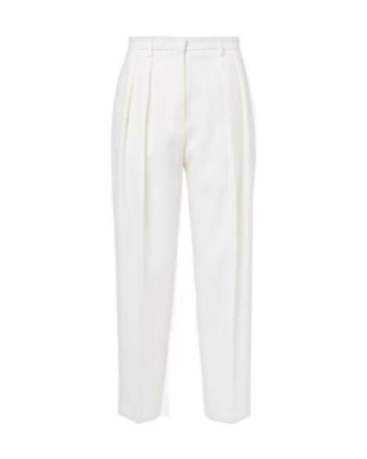 Altuzarra White Emmett High-Rise Wool Tapered Pants
