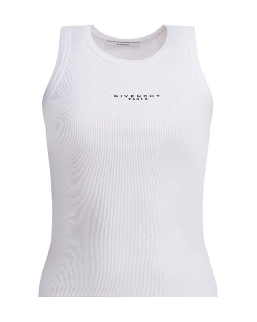 Givenchy White Logo Ribbed Tank Top