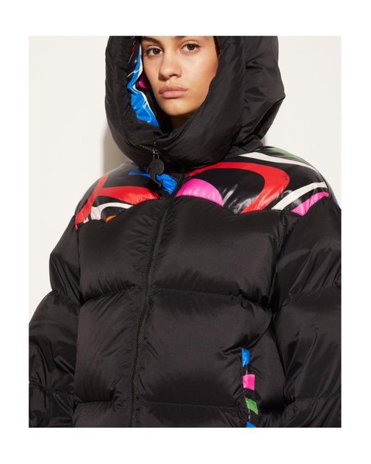 Emilio Pucci Black Pucci Onde-Panelled Zipped Hooded Puffer Jacket