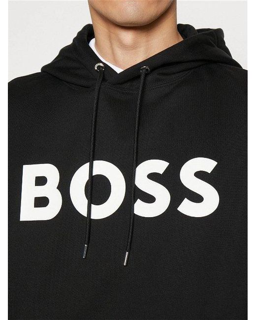 Boss Black Boss Logo Printed Drawstring Hoodie for men