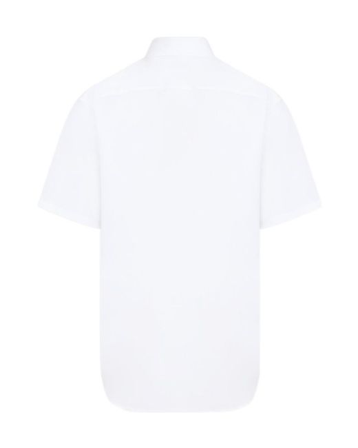 Prada White Triangle Enamel Logo Buttoned Shirt for men