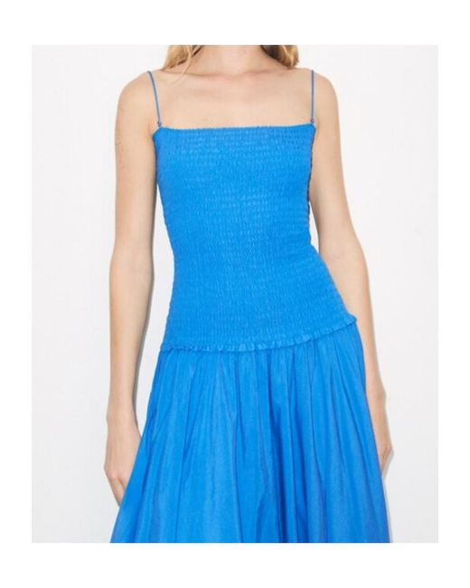 Tory Burch Blue Smocked Long Dress