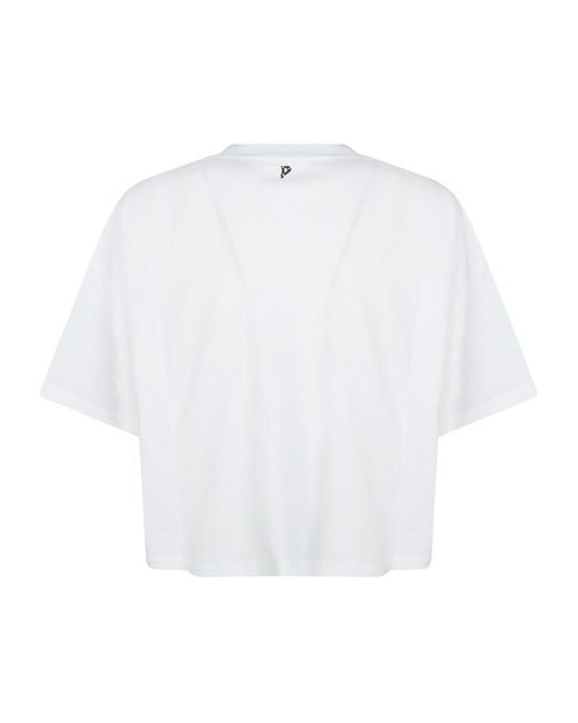 Dondup White Boxy Cropped T-Shirt
