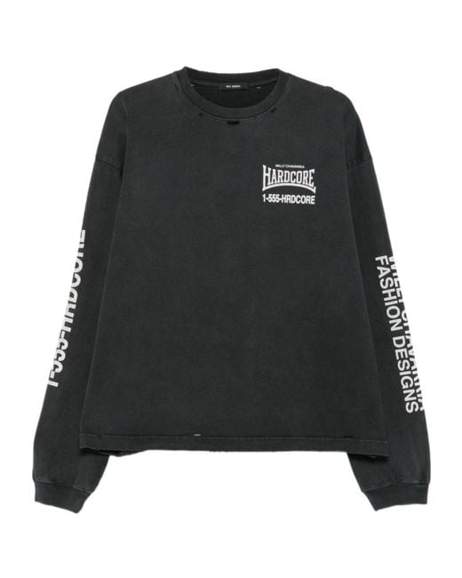 Willy Chavarria Black Graphic Long-Sleeve T-Shirt for men