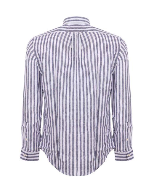 Polo Ralph Lauren Blue Linen Shirt for men