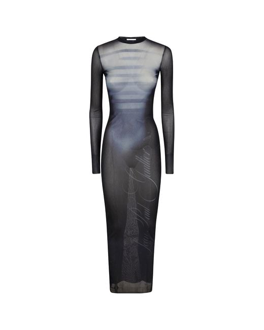 Jean Paul Gaultier Blue Printed Tulle Dress
