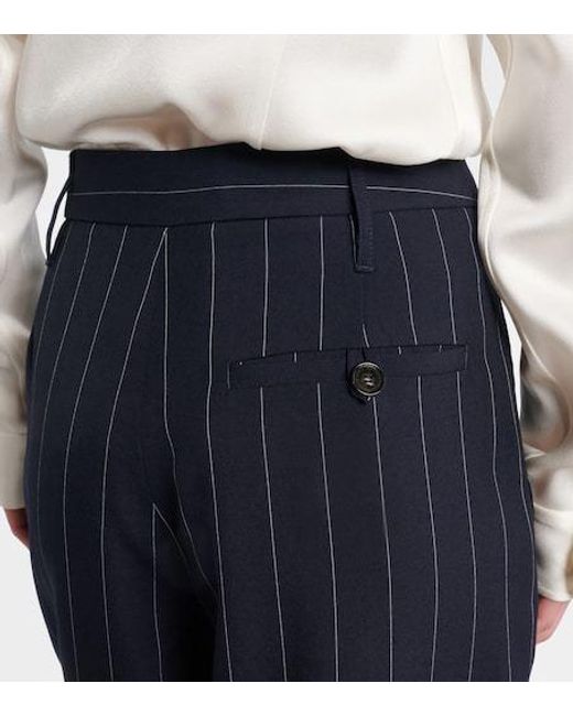 Stella McCartney Blue Pinstripe Wool Tapered Pants