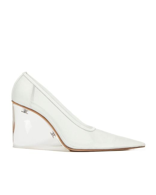 Sportmax White 90Mm Leather Wedge Platforms