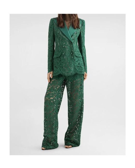 Dolce & Gabbana Green Long-Sleeved Double-Breasted Jacket