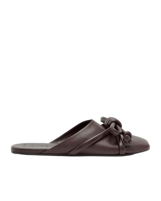 Loewe Brown Bowknot Leather Mules