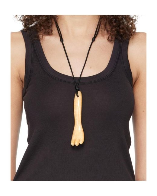 Lemaire Metallic Gua Sha Fork Necklace for men
