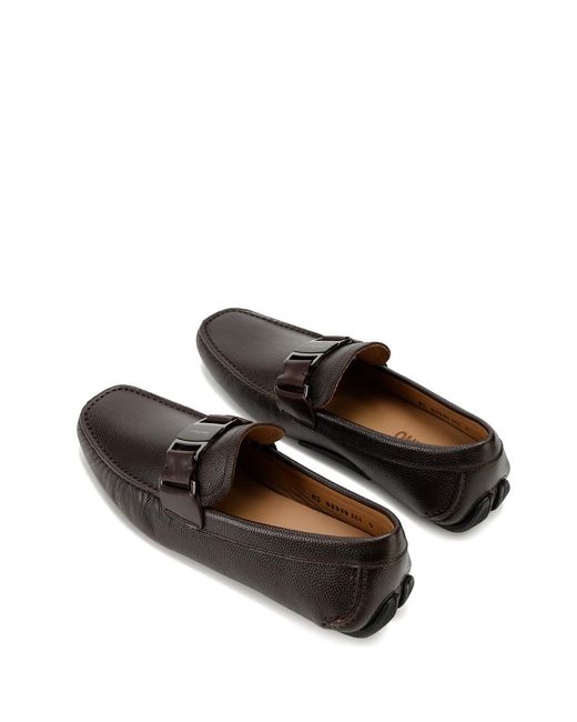 Ferragamo Black Chocolate Logo Buckle Business Casual Shoes for men