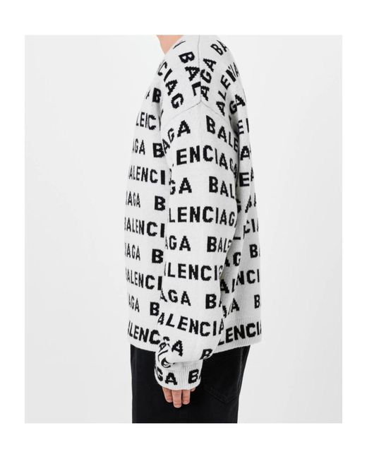 Balenciaga White Logo Long Sleeve Sweater for men