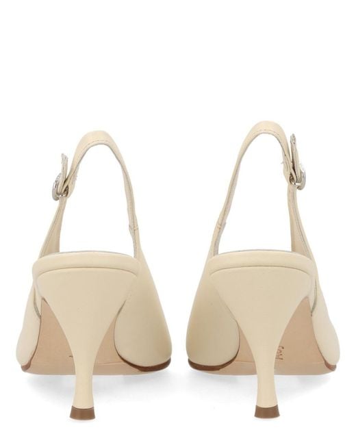 Aeyde White Pointed Toe Slingback Pumps
