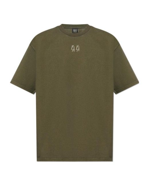 44 Label Group Green Logo-Embroidered Cotton T-Shirt for men