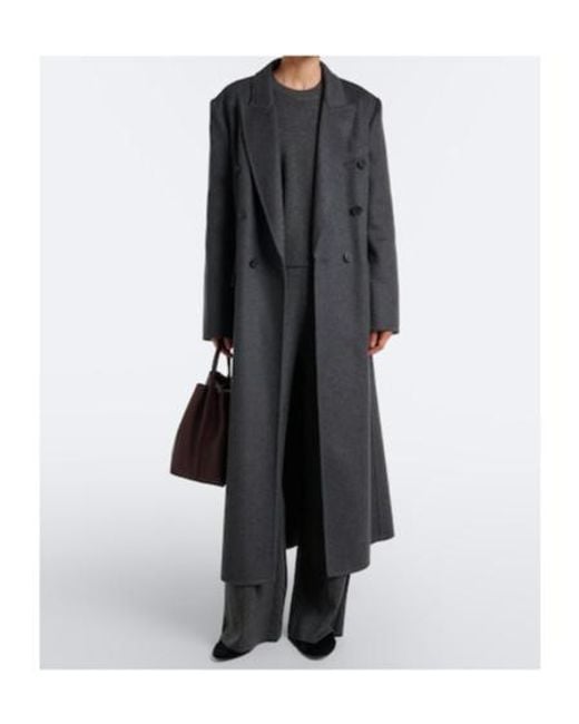 Victoria Beckham Gray Wool And Cashmere Wide-Leg Pants