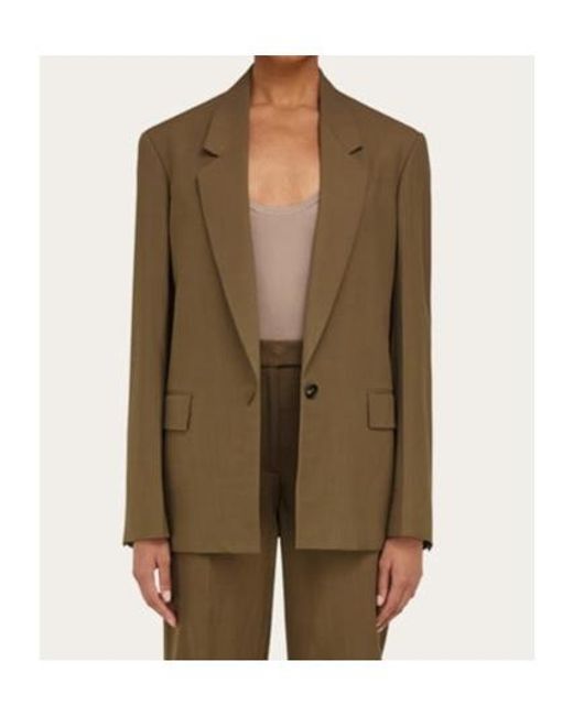 Ferragamo Green Notched-Lapel Blazer