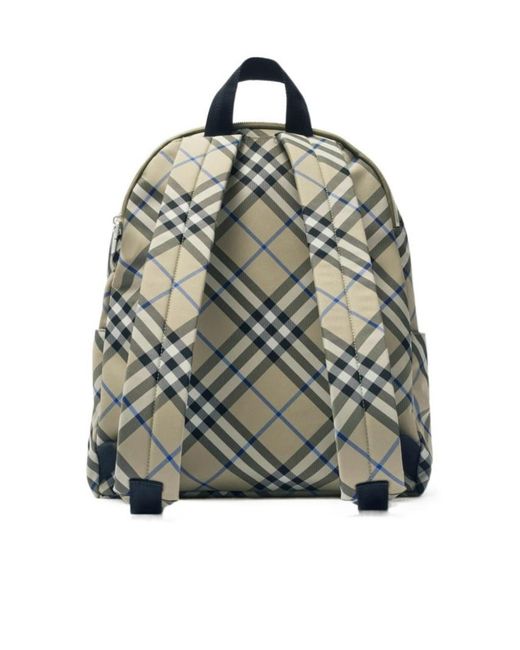 Burberry Gray Checked Backpack for men