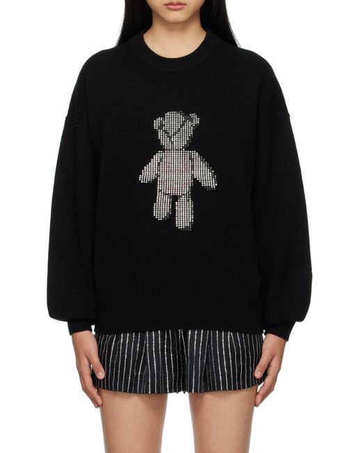 Alexander Wang Black Beiress Crystal-Embellished Wool Jumper