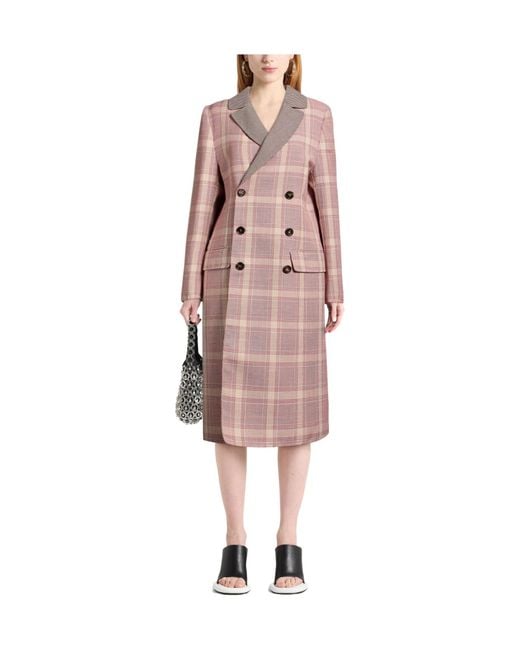Marni Pink Plaid Long Coat