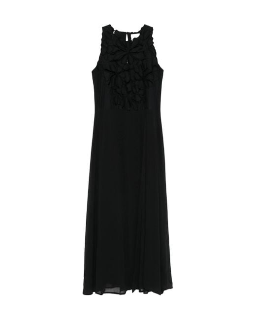 Forte_forte Black Flower Embroidery Detail Long Dress