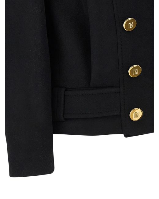 Balmain Black Double Breasted Long-Sleeved Coat