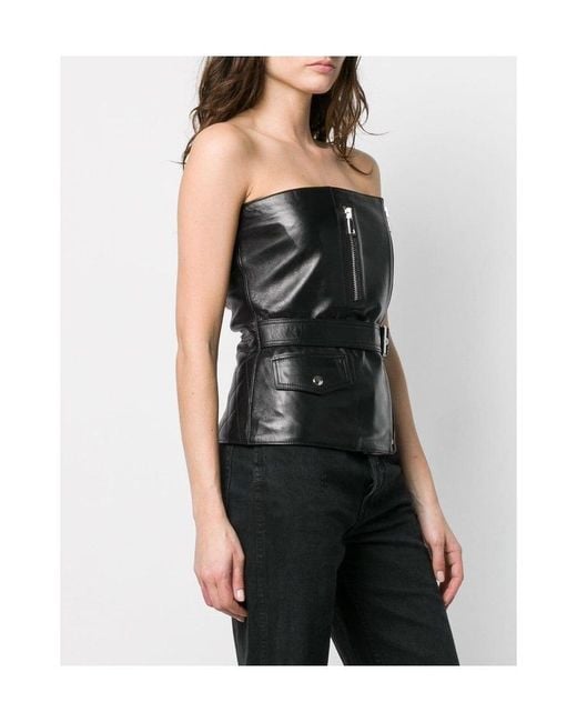 Manokhi Black Leather Corset