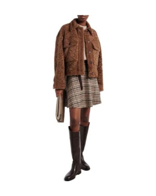 Brunello Cucinelli Brown Caramel Shearling-Style Cropped Jacket