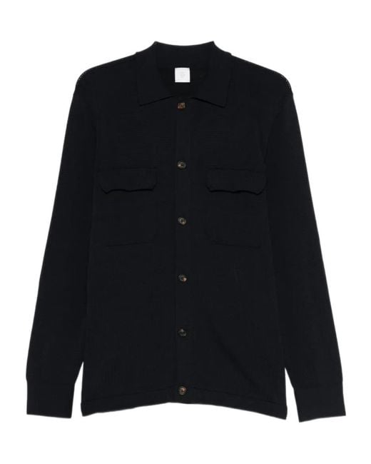 Eleventy Black Buttoned Long-Sleeve Cardigan for men