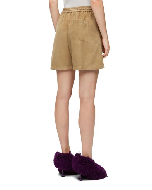 Loewe Natural Drawstring Leather Shorts