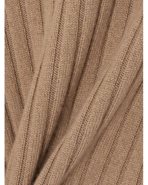 Allude Brown Ribbed Cashmere Sweater
