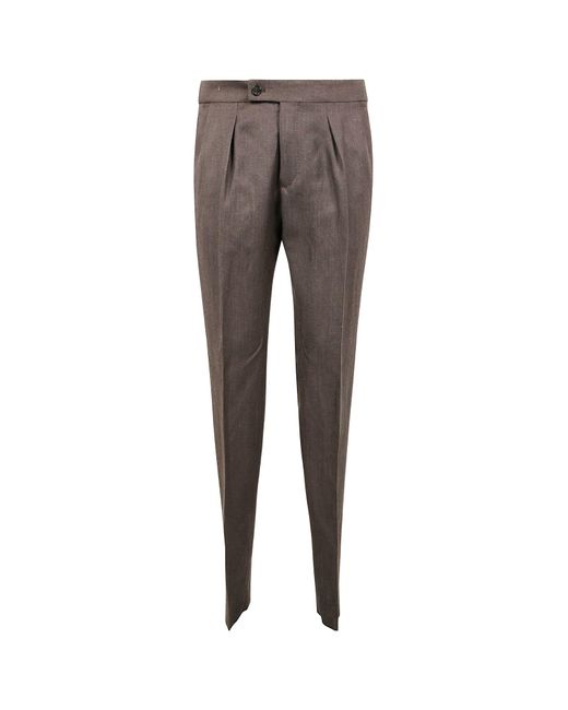 Incotex Gray Tapered Fit Trousers for men