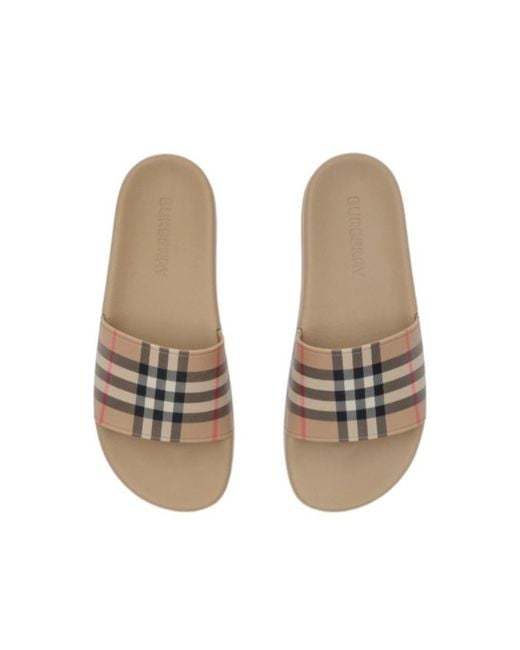 Burberry Brown Check Rubber Slide Sandals