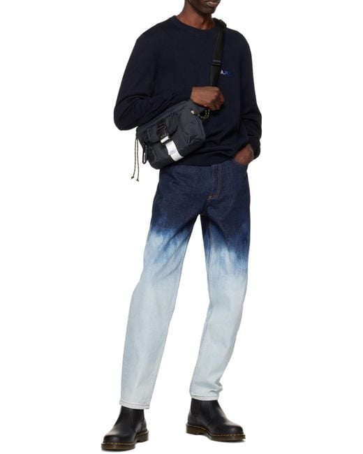 A.P.C. Blue Logo Patch Buckled Belt Bag for men