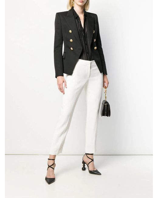 McQueen White Straight Leg Cropped Trousers