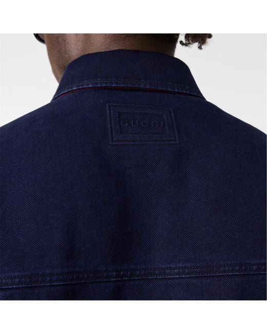 Gucci Blue Long Sleeve Reversible Denim Shirt for men