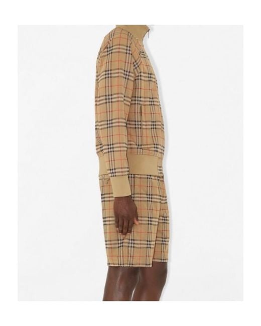 Burberry Brown Check Printed Zipped Bomber Jacket for men
