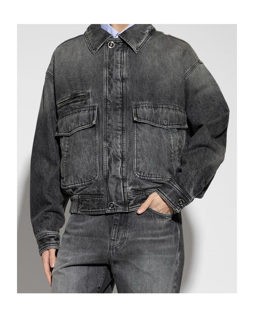 Versace Gray Long-Sleeved Denim Jacket for men