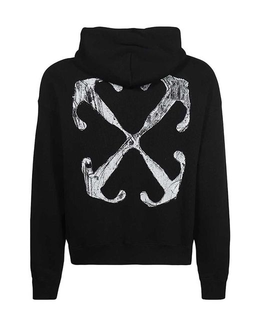 Off-White c/o Virgil Abloh Black Scratch Arrow Printed Drawstring Hoodie for men