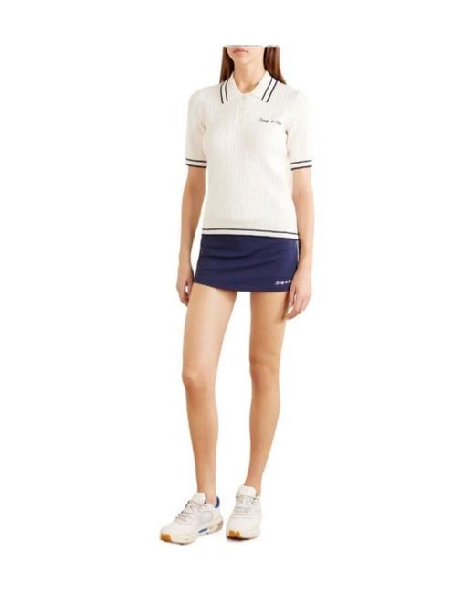 Sporty & Rich Blue Striped Jersey Tennis Skirt