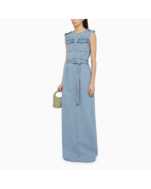 Dries Van Noten Blue A Long Sleeveless Denim Dress