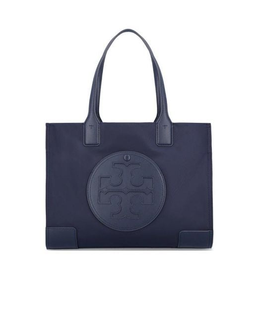 Tory Burch Blue Ella Logo Patch Small Tote Bag