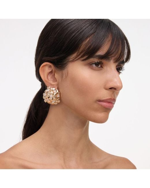 Self-Portrait Metallic Embellished Flower Earrings