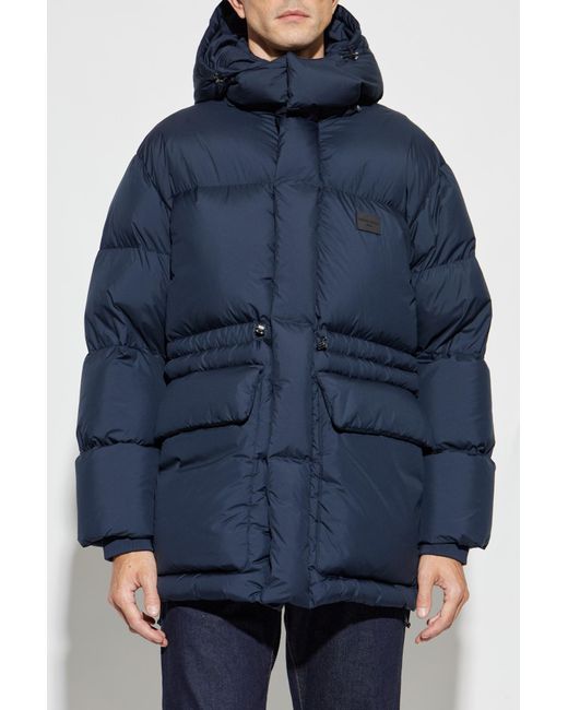 Emporio Armani Blue Detachable Hood Down Jacket for men