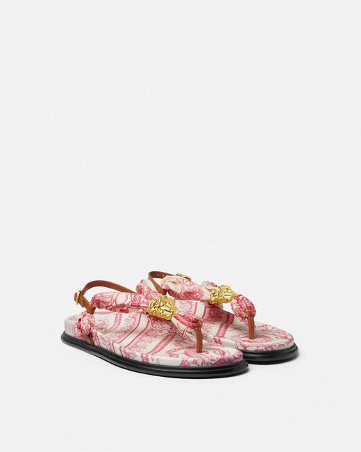Versace Pink Underwater Barocco La Medusa Sandals